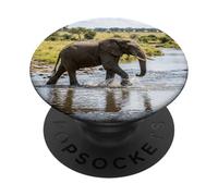 Elephant River Safari Wildlife Landscape Photography PopSockets Adhesive PopGrip
