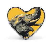 Elephant Roaring To The Sky Badge Pin Brooch Heart Shape Button Aluminum Decor for Backpacks Hats