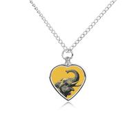 Elephant Roaring To The Sky Pet Ash Necklace Keepsake Memorial Heart Pendant Jewelry
