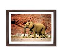 Elephant Rocky Canyon Framed Print | A2 Walnut Framed Wall Art | Ready to Hang | Modern Animal Picture | Living Room Bedroom Lounge Office