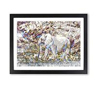Elephant Rocky Canyon Modern BG Framed Wall Art Print, Ready to Hang Picture for Living Room Bedroom Home Office Décor, Black A2 (64 x 46 cm)