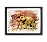 Elephant Rocky Canyon Modern FC Framed Wall Art Print, Ready to Hang Picture for Living Room Bedroom Home Office Décor, Black A2 (64 x 46 cm)