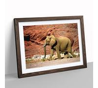 Elephant Rocky Canyon Modern Framed Wall Art Print, Ready to Hang Picture for Living Room Bedroom Home Office Décor, Walnut A2 (64 x 46 cm)