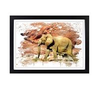 Elephant Rocky Canyon V3 Framed Print | A2 Black Framed Wall Art | Ready to Hang | Modern Animal Picture | Living Room Bedroom Lounge Office
