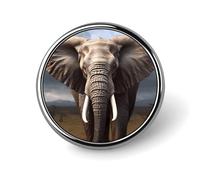 Elephant Round Badge Brooch Fashion Lapel Tie Pins Lightweight Metal Brooch Badge For Men Women Costume Decorative Accessory