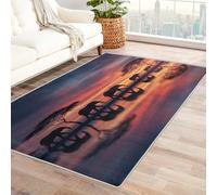 Elephant Rugs for Bedroom 140 x 200, Sunset African Animal Wildlife Area Rugs for Living Room Accessories, Non Slip Soft Low Pile Washable Carpet, Home Decor Pzw1