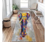 Elephant Runner Rug 80 x 150 cm Long Washable, Modern Abstract Runner Rug for Hallway Non Slip Carpet, Kitchen Entryway Hall Bedroom Decor, Soft Low Pile Bo&d78