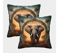 Elephant Sacred-Mythical Animal Art Pillow Covers 2 Pack Cozy Pillowcase Available All Seasons Cushion Case Polyester Decor Couch Living Room 50x50cm