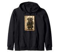 Elephant Samurai Art Japanese Vintage Zip Hoodie