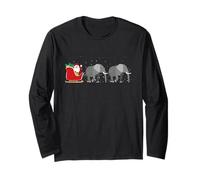 Elephant Santa Christmas Sleigh - Funny Elephant Xmas Long Sleeve T-Shirt