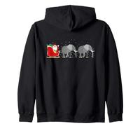 Elephant Santa Christmas Sleigh - Funny Elephant Xmas Zip Hoodie