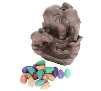 Elephant Shape Backflow Incense Burner, Ceramic Waterfall Aromatherapy Holder, Creative Design with Matte Surface, Mysterious Smoke Waterfall Effect for Meditation Yoga SPA Home De