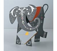Elephant Shape Stand up Card - Jem - 077 Elephant Grey/Orange/Silver
