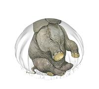 Elephant Shower Cap,Watercolor Cute African Animal Elephant Art Waterproof Double Layer Bath Caps Perfect For All Hair Lengths And Thicknesses
