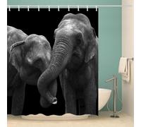 Elephant Shower Curtain 200x200 cm (79x79 Inch) Grey 3D Shower Curtains Set Waterproof Mould Resistant Polyester Fabric Bath Curtains with Hooks for Bathroom Decor E.48