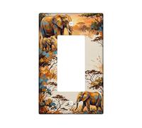 Elephant Single Rocker Light Switch Cover, Safari Nature Tree Savannah N/a Brown Plastic Standard Size Switch Plate Decorative for New Apartment Home Bedroom Office Decor