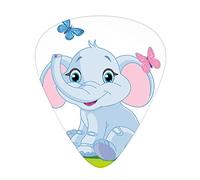 Elephant Sitting Guitar Picks 12 Pack Universal ABS Guitar Picks,Cute Elephant Sitting on The Meadow in Spring Time with Butterflies,for Acoustic and Electric Guitar, Blue Pink Green