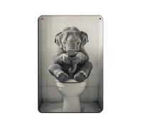 Elephant Sitting on The Toilet Watching Phone Tin Sign Vintage Metal Pub Club Cafe Bar Home Wall Art Decoration Poster Retro 8x12inch(20x30cm)