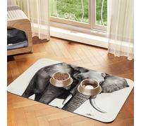 Elephant Sketch Dog Food Mat, Absorbent Pet Feeding Mat for Food and Water Bowls Non-Slip Placement Pad for Floors Waterproof Quick Dry Water Dispenser Mat for Dogs Puppy Cats 12x18 Inch