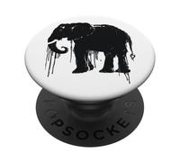 Elephant Sketch Style Save the Elephants of Africa Black White PopSockets Adhesive PopGrip
