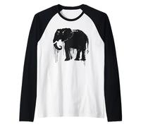 Elephant Sketch Style Save The Elephants of Africa Black White Raglan Baseball Tee