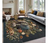 Elephant Small Rugs 50x80cm, Tropical Botanical Flower Rug, Anti Slip Rubber Area Rugs, Washable Soft Short Pile, Bedroom Decor Carpet, Patterned Home Decor A(2783)