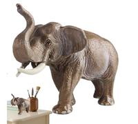 Elephant Statue | Asian Elephant Figurine Decor,Realistic Solid Sculpture, Boys Girls Early Learning Ornament for Library Kindergarten Patio Garden Backyard
