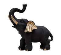 Elephant Statue - Black And Gold Elephant Figurine | Resin Animal Ornament Decoration, L-ucky Collectible Ornaments Figures for Work, Desktop, Living Room Home Decor