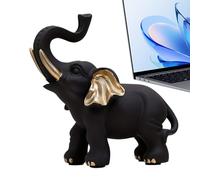 Elephant Statue - Black And Gold Resin Sculpture, Elephant Decoration, Desktop Figurine, Elegant Home Accent, Symbolism, Living Room Office Display, Wealth Protection