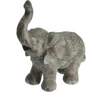 Elephant Statue Home Decor, Vintage Bronze Patina Finish Elephant Figurine with Raised Trunk for Good Luck, Prosperity & Positive Energy, Indoor Outdoor Garden, Home & Office Accent Sculpture