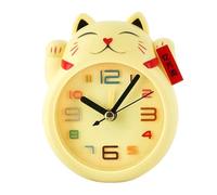 Elephant Statue Outdoor Cartoon Fortune Cat Alarm Clock Mini Desktop Study Decoration Student Children Cute Bedside Digital Alarm Clock Small Christmas Ornament (Yellow, One Size)
