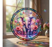 Elephant Suncatcher Stained Glass Window Hanging JJ80