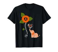 Elephant Sunflower Orange Ribbon Leukemia CLL Awareness T-Shirt