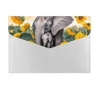 Elephant Sunflowers Expanding File Folder 6 Pockets Accordion File Organizer Portable Letter A4 Size Folders with Snap Closure for Document Paper Receipt Office Supplies
