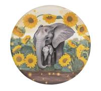 Elephant Sunflowers Fridge Magnets for Home, Magnetic Refrigerator Sticker for Whiteboard, Circle Waterproof Fridge Magnet for Refrigerator, Locker, Car Garage, Office Decor 4 PCS