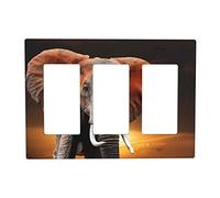 Elephant Sunset In Kenya Switch Cover Decorative Triple Toggle Wall Plate For Kitchen Girls Boys Room 3 Gang Standard Size 6.57" X 4.65"