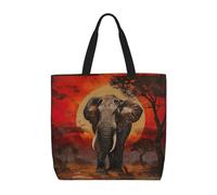 Elephant Sunset Print Fashion With Zip Shoulder Bag Casual Handbag Shopper Bag For Work Travel