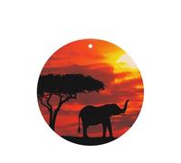 Elephant Sunset Printing 10 Pcs Car Air Freshener Fragrant Sheets,Car Hanging Accessories With Strings For Decor