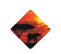 Elephant Sunset Printing 10 Pcs Car Air Freshener Fragrant Sheets,Car Hanging Accessories With Strings For Decor
