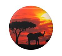 Elephant Sunset Round Badge - Durable Tin Plate Design With Full Front Print, Perfect For Custom Gifts And Apparel Decoration