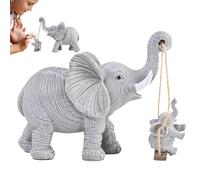 Elephant Swing Baby Statue Mother Baby Elephant Figurine | Sitting on Swing Mother Baby Elephant Resin Figure - Exquisite Elephant Sculptures Collection for Living Room Table Desk