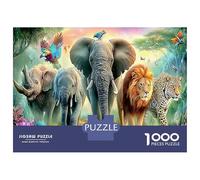 Elephant Swing Jigsaw Puzzle Safari Animals 1000 Pieces Adults Jigsaws Extra-thick Cardboard for Couples Logic Skill 52x38cm/1000pcs