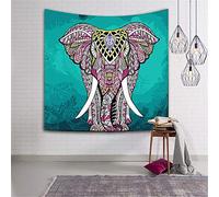 Elephant Tapestry Wall Hangings, Morbuy New Boho Hippy Decoration Home Bedroom Living Room Dorm Tapestries Yoga Beach Towel Throw Table Cloth Halloween Christmas Gift (Small (130 x 150cm), Lake Blue)