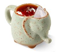 Elephant Tea Cup with Integrated Tea Bag Holder - 3D Elephant Mug Made of Ceramic, 430 ml, Coffee Cup for Tea Bags & Coffee Bags, Microwave Safe, Animal Shape Design Gift for Women / Men