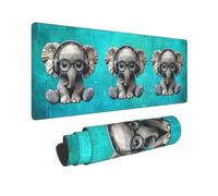 Elephant Teal Gaming Mouse Pad, 31.5 x 11.8 Inch Large Mouse Pads for Desk, Keyboard Mouse Mat with Non-Slip Base for Home and Office