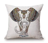 Elephant Throw Pillow Cover, Bohemian Funny Animal Elephant Fabric Pillow case Black and White Boho Pillow cover Mandala Pillow Case Cushion Cover Couch Sofa Decorative Square 18x18 inches