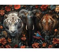 Elephant Tiger Puzzle - 3000 Piece Jigsaw Puzzles for Adults - The Back Features Printed Letter Guides - The Pieces fit Together Snugly - Wooden Puzzles for Adults - Gifts Man 48.0 X 31.9 Inch s7h-871
