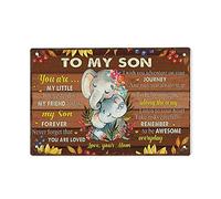 Elephant tin Sign to My Son You are My Little Boy My Son Forever Never Forget That You are Loved Love Your Mom,Retro Signs Home Gifts for Mom, Dad and Friends Metal Tin Sign 5.5X8 Inch