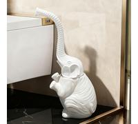 Elephant Toilet Brush and Holder Set, Creative Modern Bathroom Cleaning Tool with Long Handle & Stand for Toilet, Sink, Bathtub(White)