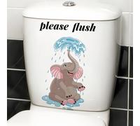 Elephant Toilet Cover Sticker Decals,Flower leaf bird Waterproof Toilet Lid Tank Seat Decals Cistern Self-Adhesive Bathroom Wall Sticker